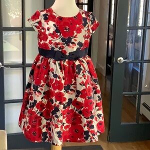 4T EUC Janie and Jack Pink Label Silk Floral Dress Button Closure at the Back
